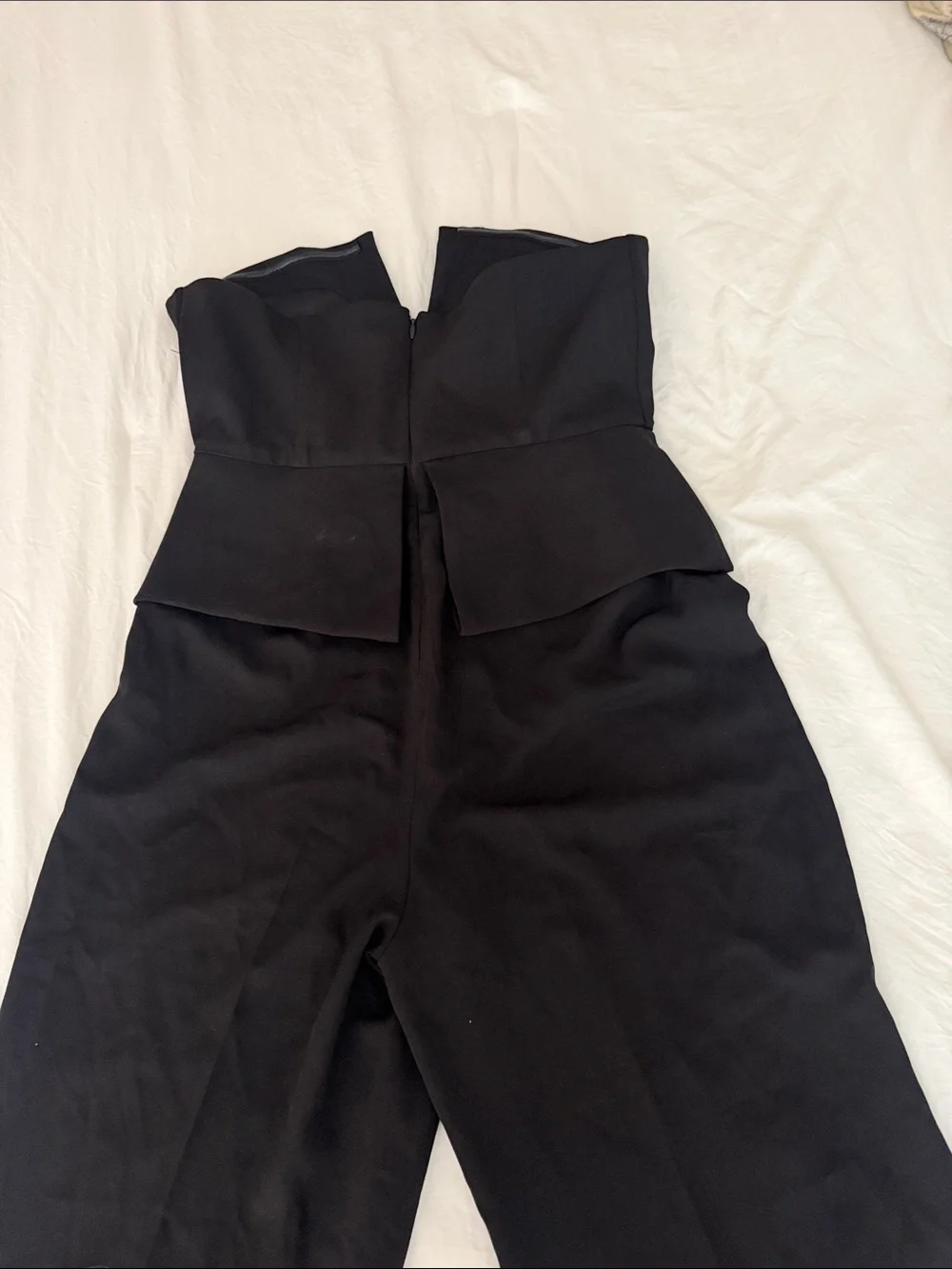Nasty Gal Black Strapless Wide-Leg Jumpsuit with Peplum Waist - Picture 4 of 5